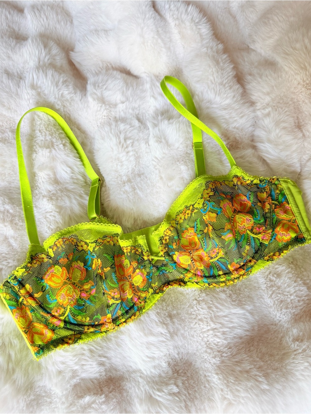 Savage X Fenty Sweetheart Lace Balconette Bra in the "Wild Bunch Lace"